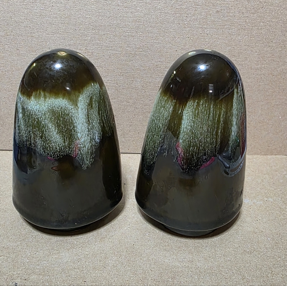 Vtg Drip Glaze MCM Salt Pepper Shaker Set #141